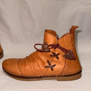 Spring Step Pomeroy Camel Leather Ankle Boots - Basketweave - Size 37 EU